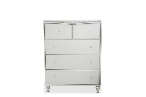 Melrose Plaza Upholstered Five Drawer Chest in Dove image