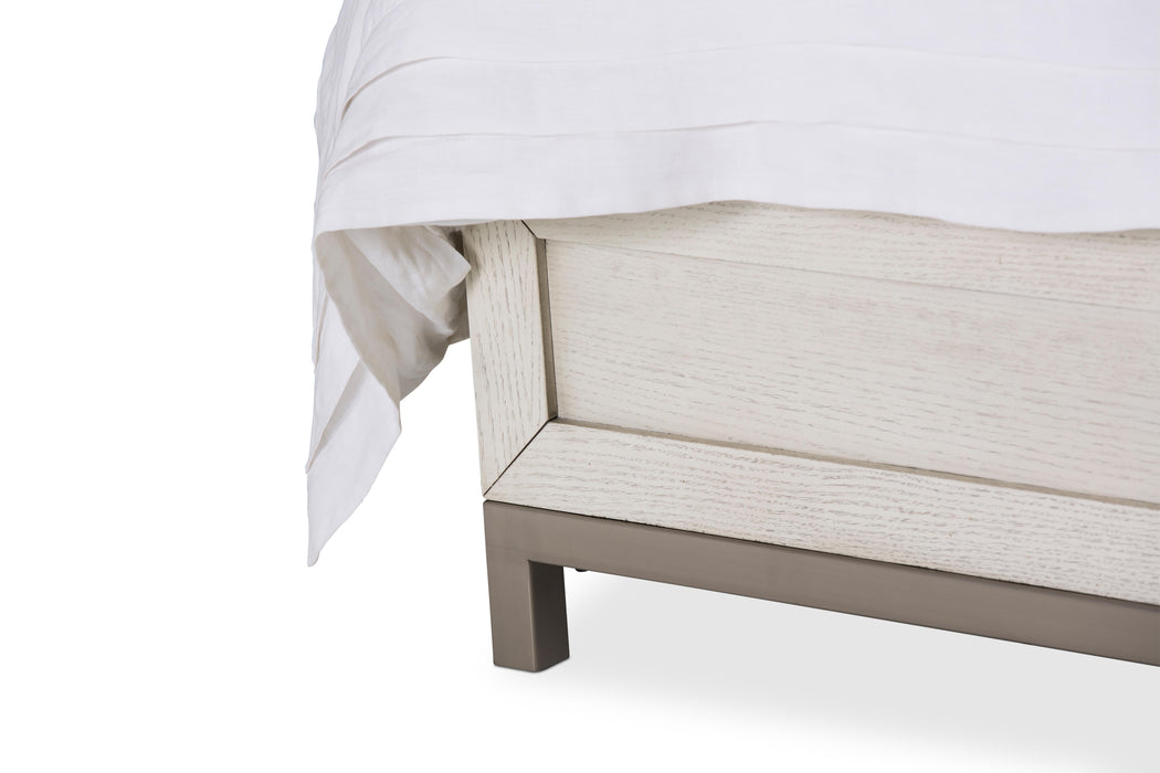 Menlo Station California King Panel Bed w/ Fabric Insert in Eucalyptus