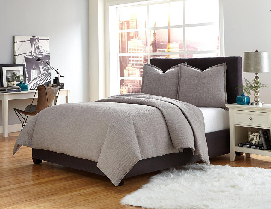 Trent 3-pc King Coverlet/Duvet Set in Gray