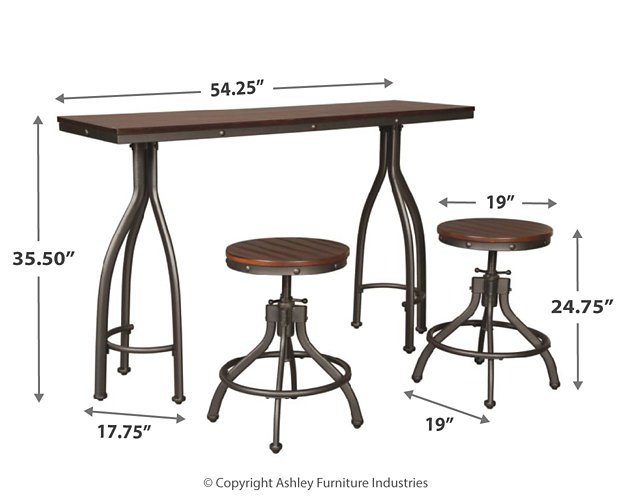 Odium Counter Height Dining Table and Bar Stools (Set of 3)