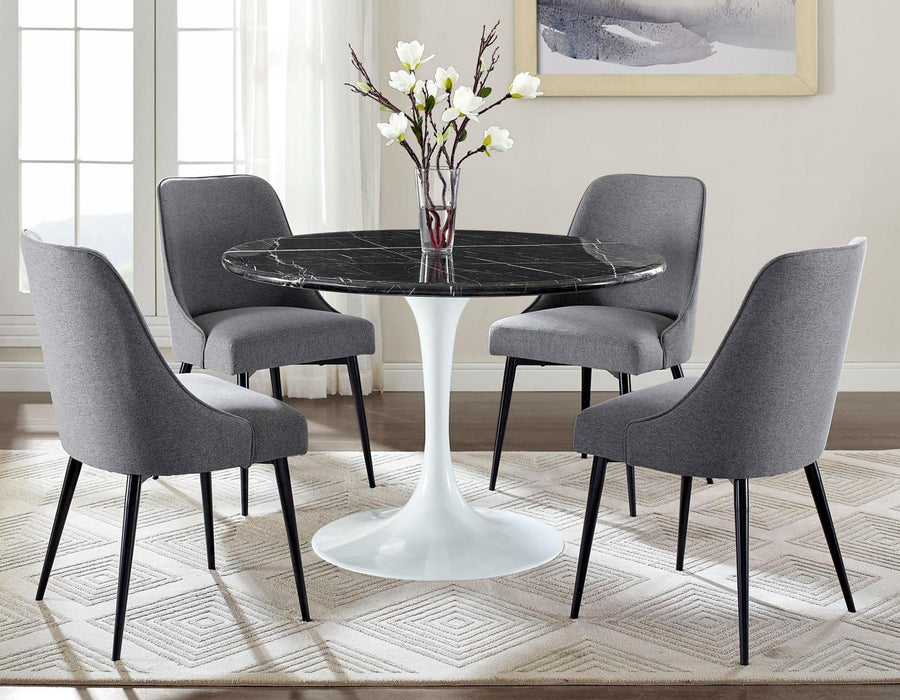 Steve Silver Colfax Round Black Marquina Marble Top Dining Table in Black