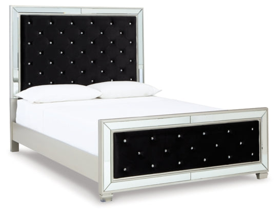 Lindenfield Black and Silver Upholstered Panel Queen Bed
